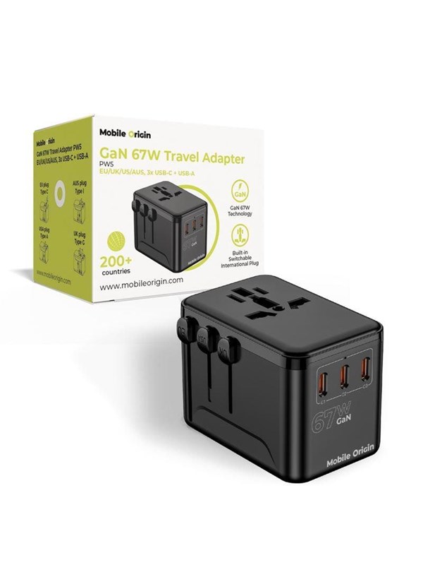 Mobile Origin GaN 67W Travel Adapter PW5 EU/UK/US/AUS - 3x USB-C + USB-A