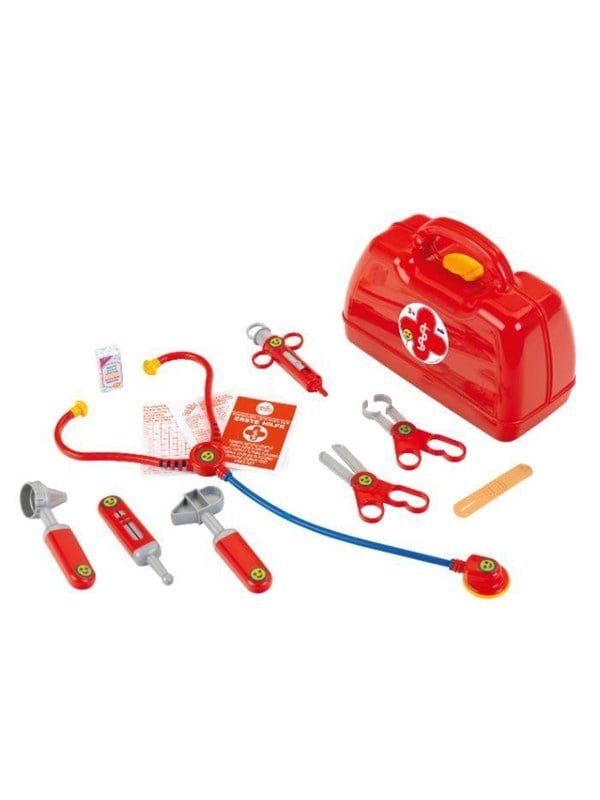 Klein Toys artsenkoffer - afgeronde hoeken - incl. speelgoedinstrumenten - 24x11x19 cm - rood