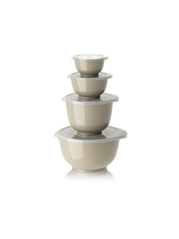 Rosti Margrethe Beslagkom Set - 8 delig - 0,25, 0,5, 1,5 en 3 L - Humus - Mengkom met Deksel voor Bakken en Koken - Magnetron-, Vriezer- en Vaatwasmachinebestendig