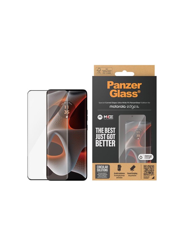 PanzerGlass Ultra-Wide Fit - Gehard Glas - Motorola Edge 50 Pro / Edge 50 Ultra - 9H - Zwarte Rand
