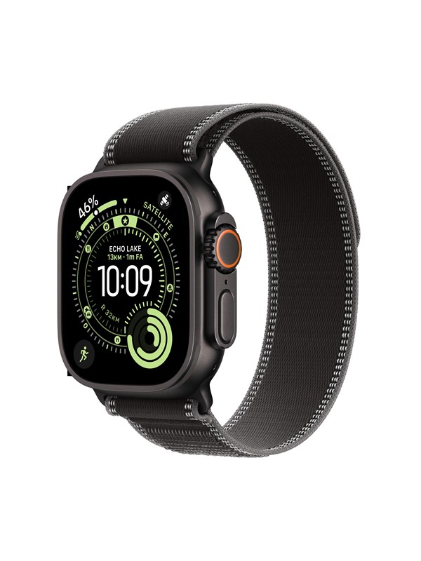Apple Watch Ultra 3 GPS + Cellular 49mm Black Titanium Case with Black/Charcoal Trail Loop - S/M