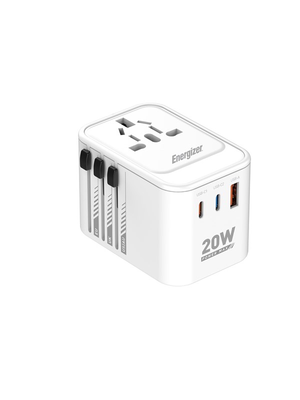 Energizer Global Reisoplader - 20W - PD - 2x USB-C + USB-A
