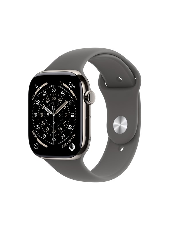 Apple Watch Series 11 GPS + Cellular 42mm Natural Titanium Case with Stone Grey Sport Band - M/L