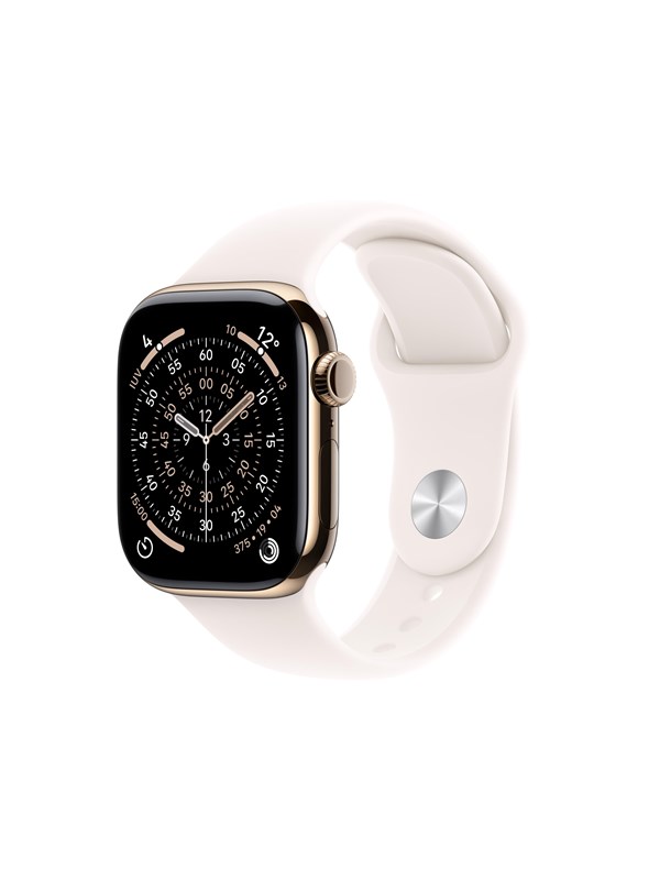 Apple Watch Series 11 GPS + Cellular 42mm Gold Titanium Case with Light Blush Sport Band - M/L
