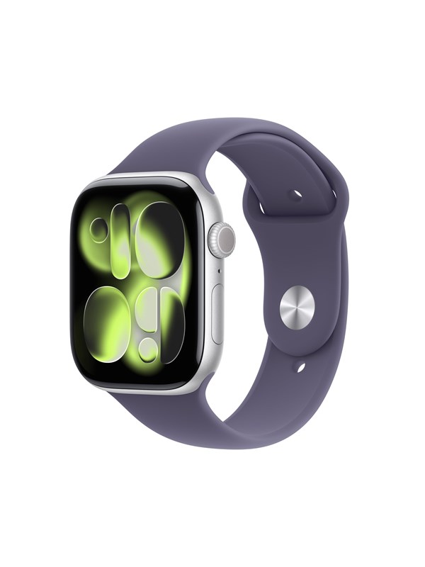 Apple Watch Series 11 GPS 46mm Silver Aluminium Case with Purple Fog Sport Band - S/M