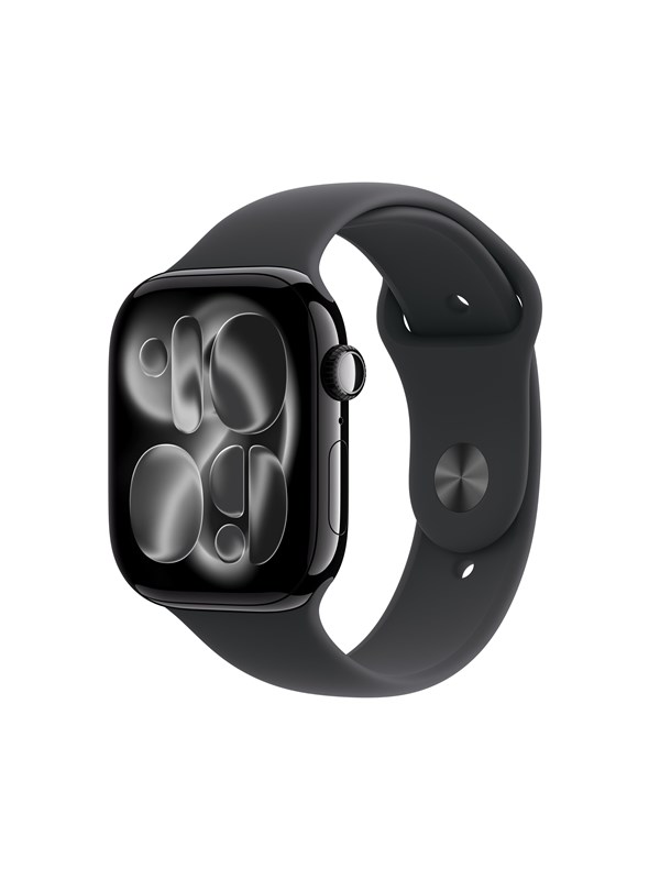 Apple Watch Series 11 GPS + Cellular 46mm Jet Black Aluminium Case with Black Sport Band - S/M