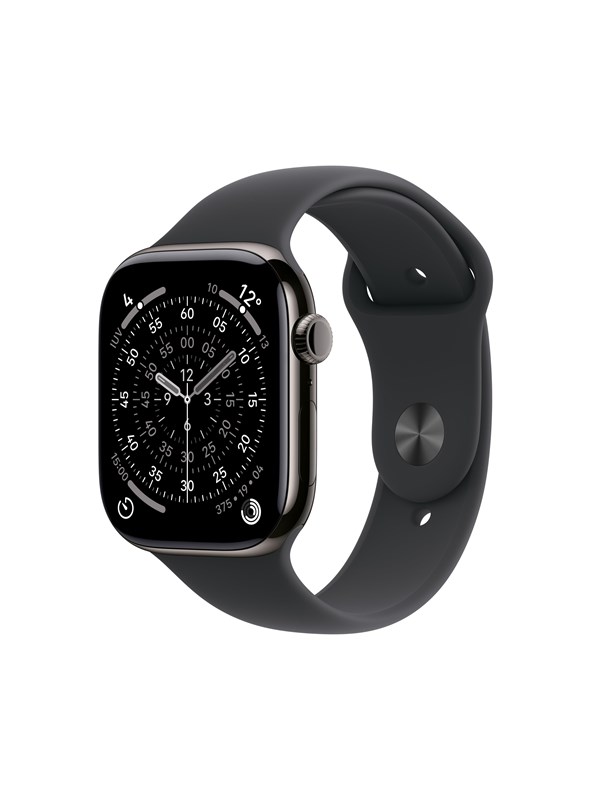 Apple Watch Series 11 GPS + Cellular 46mm Slate Titanium Case with Black Sport Band - M/L