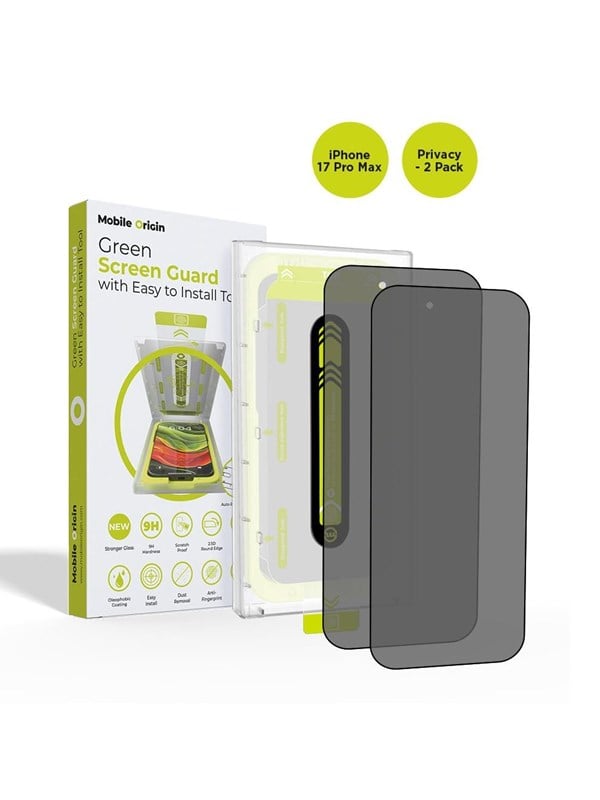 Mobile Origin Screen Guard Privacy with easy applicator - 2 pack - iPhone 17 Pro Max