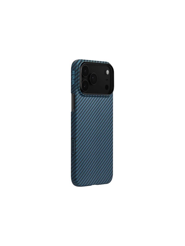 PITAKA Ultra-Slim Case - Hoesje Geschikt voor Apple iPhone 17 Pro - Compatibel met MagSafe - 600D Aramidevezel Back Cover - Ultra Dun - Blauw Grijs
