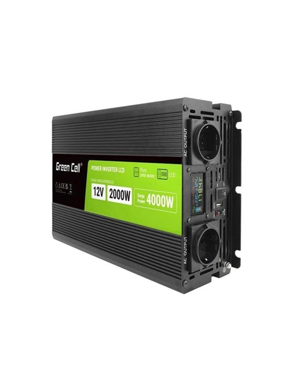 Green Cell - DC to AC power inverter - 2000 Watt Voeding - 2000 Watt - ATX - 80 Plus