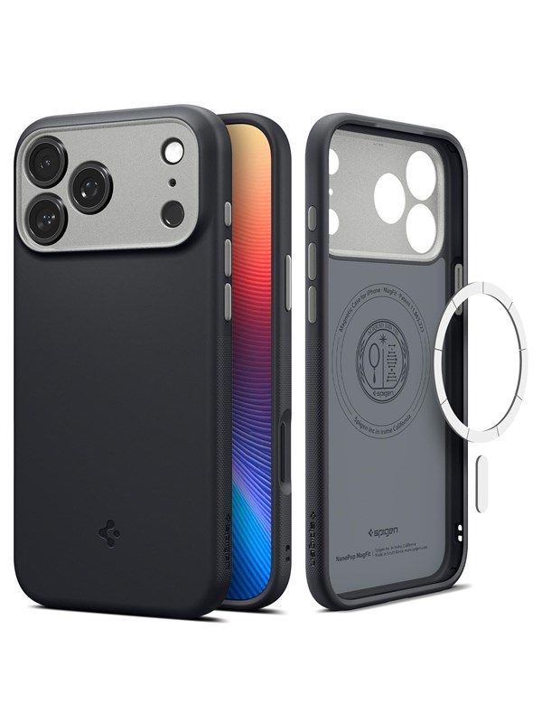 Spigen Nano Pop MagFit Hoesje Geschikt voor Apple iPhone 17 - Back Cover Compatibel met MagSafe / Qi2 - Black Sesam