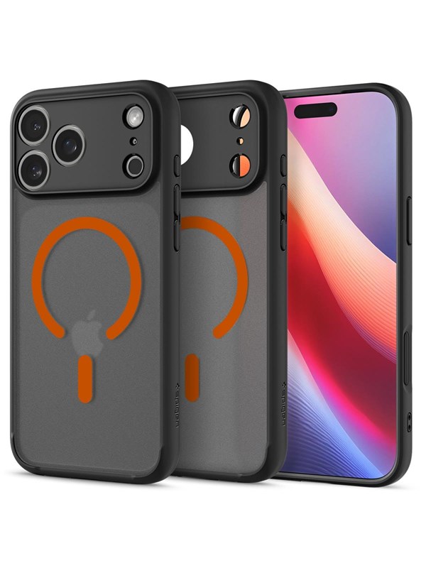 Spigen Hoesje Geschikt voor Apple iPhone 17 Pro - Ultra Hybrid MagFit Case - Compatibel met MagSafe / Qi2 - Back Cover Zwart Oranje
