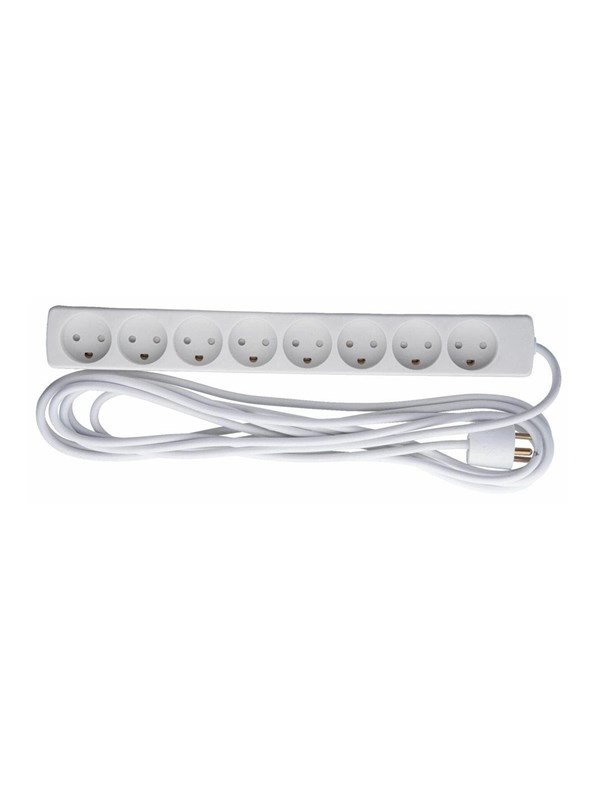 CoreParts 8-Stikdåse Hvid 5 m Ledning