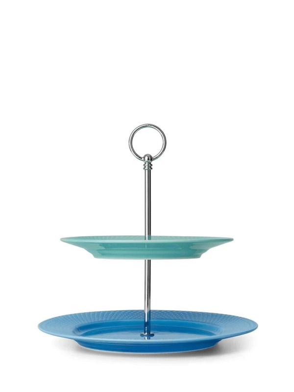 Lyngby Porcelæn - Rhombe Color Etagere 27 cm - Blue & Green