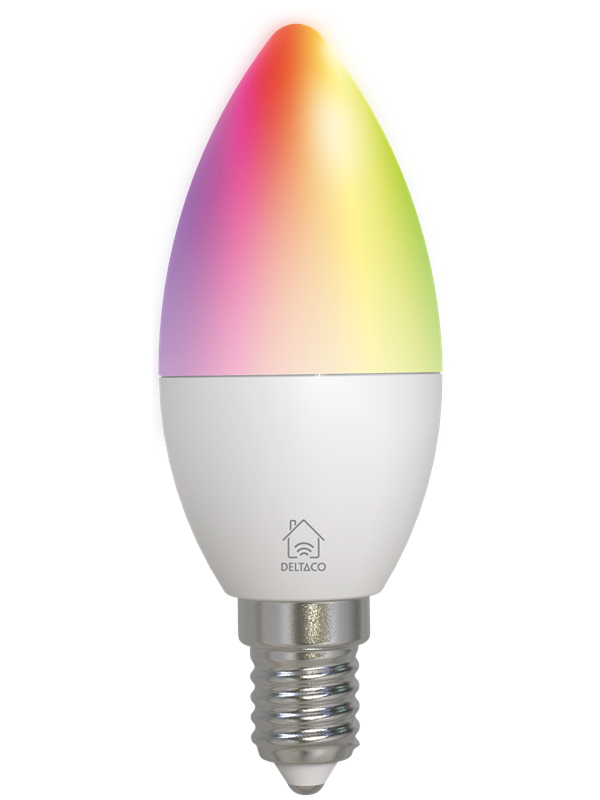 Deltaco Smart - LED light bulb - shape: C37 - E14 - 4.9 W - RGB/white light - 2700-6500 K - white
