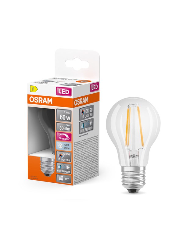 Osram LED spot LED Comfort standard filament 806lm 5.8W/940 (60W) dimmable E27