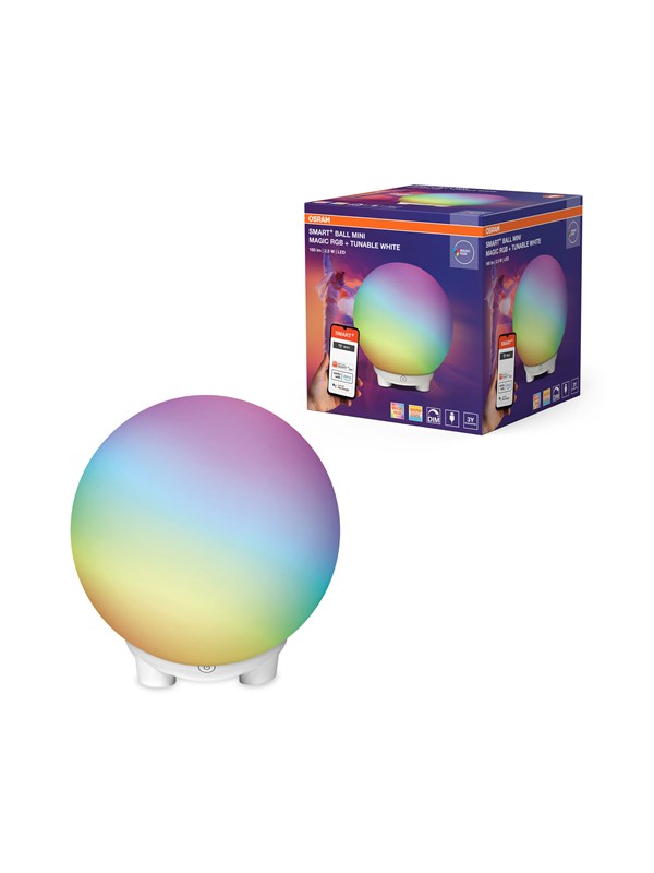 OSRAM SMART+ WIFI BALL LIGHT sfeer- & tafellamp, zwart, 4W, 130lm, dynamisch Magic RGB-lichteffect, twee lichtbronnen, dimbaar, lange levensduur, eenvoudige installatie, app-bestuurbaar, IP20