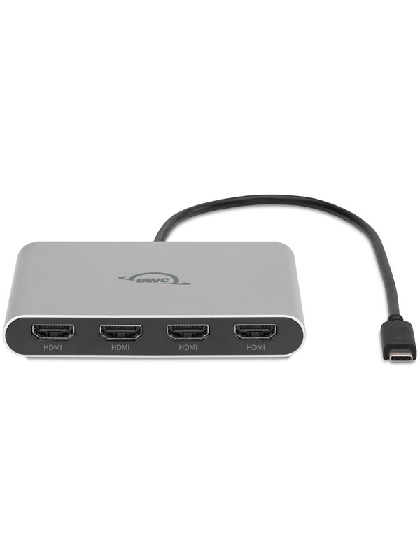 OWC USB-C Quad HDMI 4K Display Adapter met DisplayLink - Voor 2 Schermen - 90W - PC/Mac - Zilver