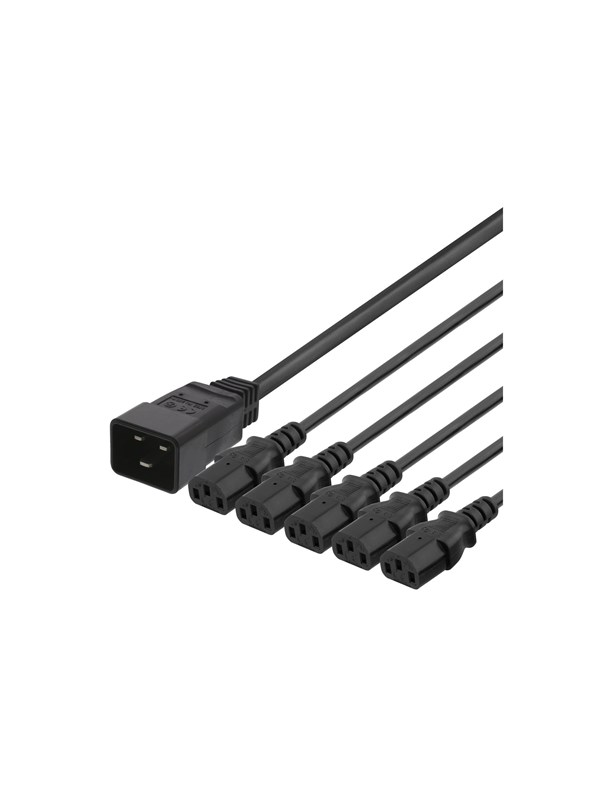 Deltaco DEL-113Q - power splitter - IEC 60320 C20 to power IEC 60320 C13 - 3 m