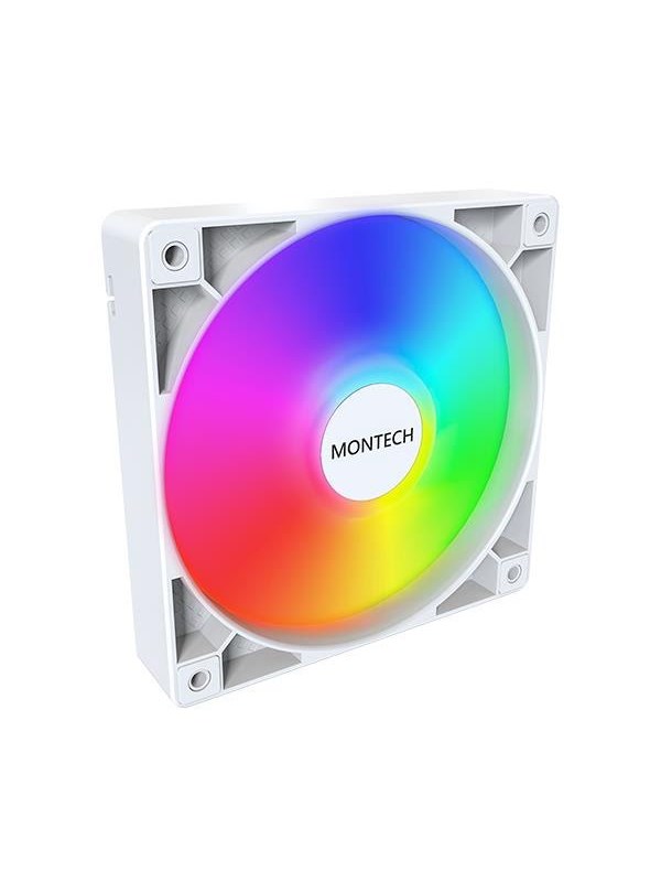 Montech GF120 ARGB PWM White - 120mm - 66.3 cfm - 800 - 1600 rpm - 25.5 dBA - HDB fan - 4-pin PWM - 3-pin ARGB - wit