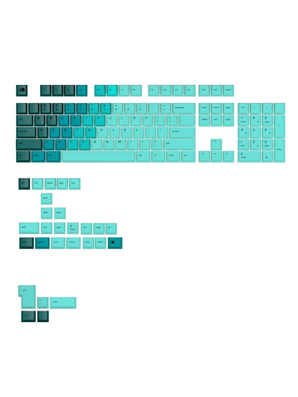Glorious GPBT Gradient Keycaps - Rainforest - US-indeling - 131-toetsen PBT-set