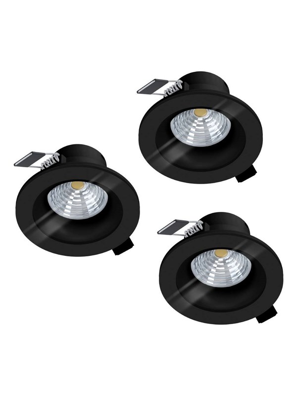 EGLO SALABATE INGEBOUWD. SET Ø88 3X450LM 4000K DEMPER. IP44 ZWART