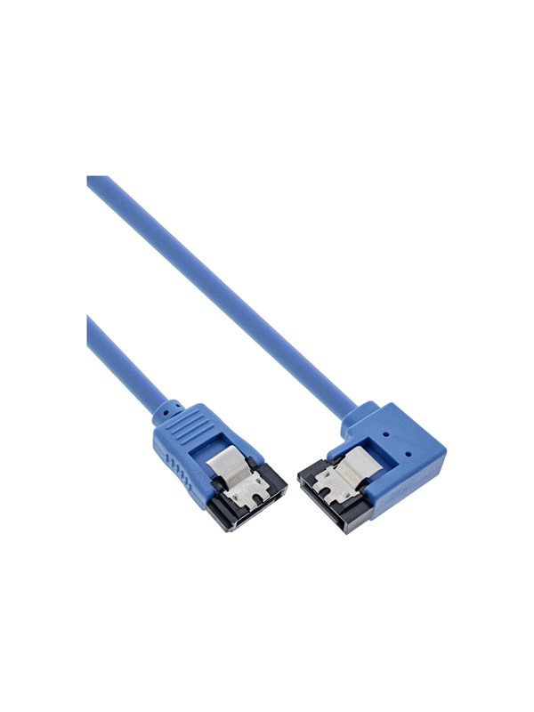 SATA datakabel - recht / haaks naar rechts - rond - SATA600 - 6 Gbit/s / blauw - 0,30 meter