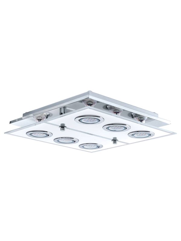 EGLO Cabo - Plafondlamp - Vierkant - 6 Lichts - Chroom - Wit, Helder