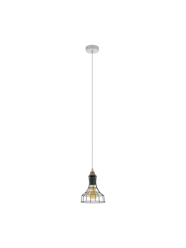 EGLO Itchington 1 Hanglamp - E27 - Staal|Hout - Grijs