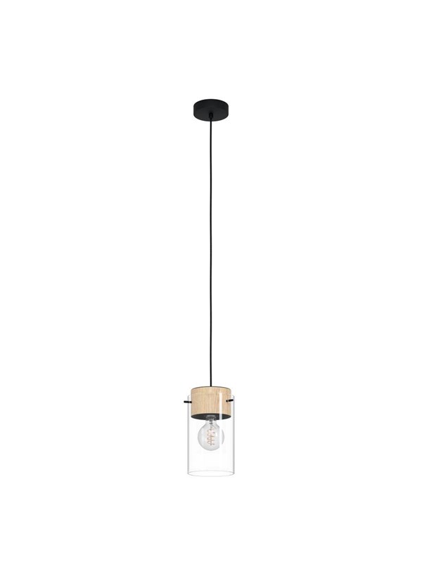 EGLO Madreselva Hanglamp - E27 - Hout|Staal|Glas - Zwart|Bruin