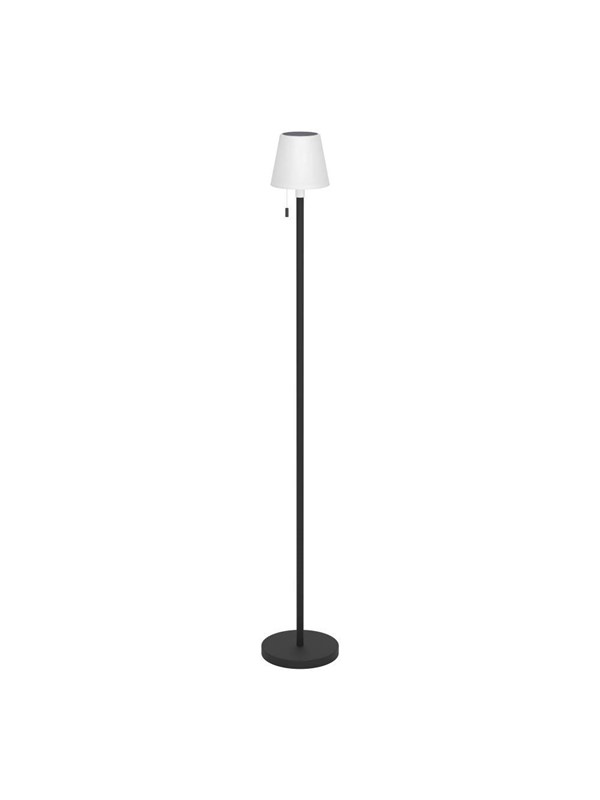 EGLO Montapalma-L Staande lamp Binnen en Buiten - Oplaadbaar (tot 60 uur licht) - SOLAR - 140 cm - Zwart/Wit - Warm wit licht en instelbaar RGB - Draadloos - Dimbaar