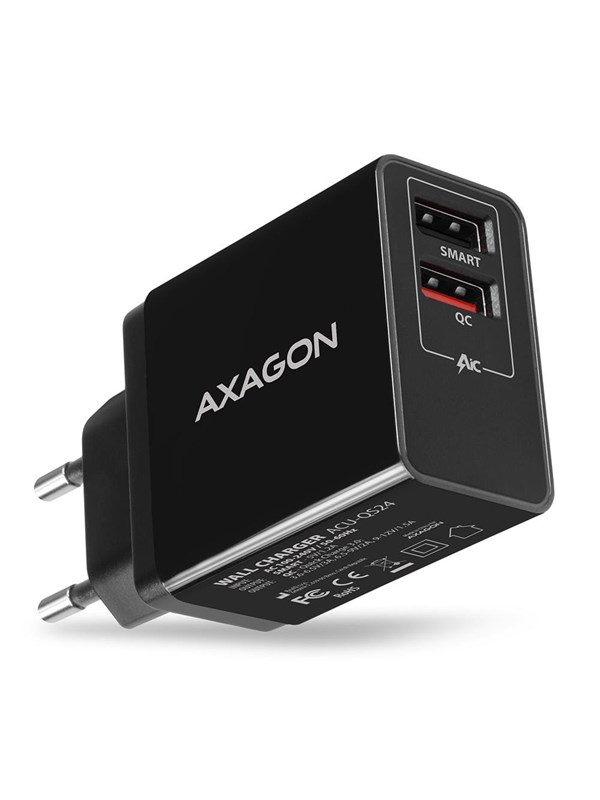AXAGON Wall Charger 24 W Quick and Smart Charge - 2 × USB-A
