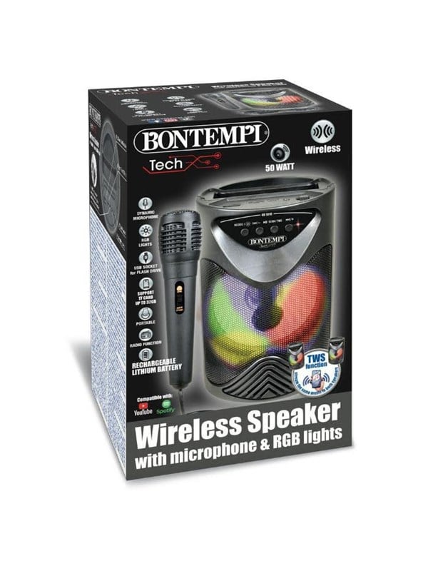 Bontempi Wireless Speaker with Microphone and RGB Light Effects