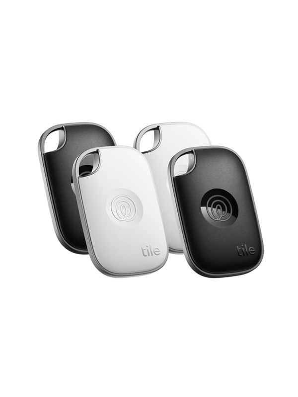 Life360 Tile Pro - Krachtige Bluetooth Tracker - Item locator voor sleutels, tassen en meer - Compatibel met iOS en Android - 4-Pack (Zwart/Wit)
