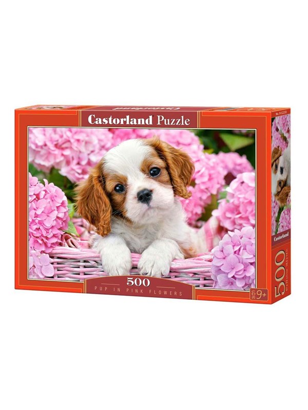 Castorland Pup in Pink Flowers – Puzzel – 500 stukjes – Satijnen afwerking – Perfecte pasvorm – Europese kwaliteit