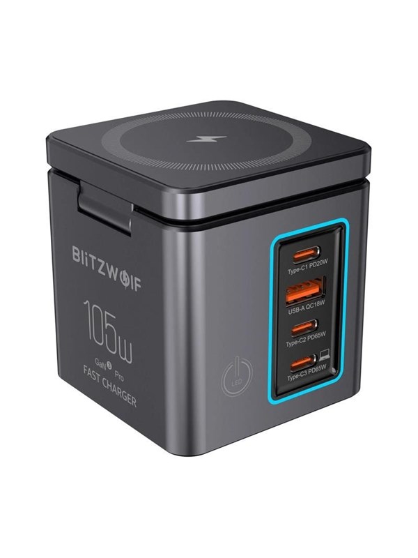 BlitzWolf BW?i113 GaN USB?A + 3xUSB?C 105W Mains Charger