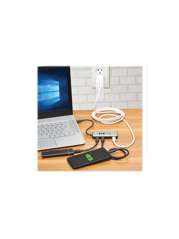Eaton Tripp Lite series 4-Port USB-C Hub USB 3.2 Gen 2 (10 Gbps) 4x USB-C Ports 100W PD Charging Thunderbolt 3 Compatible Gray USB hub - 4 - Grijs