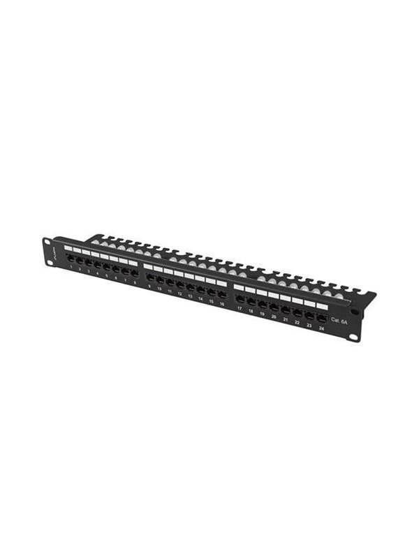 Lanberg Patch Panel 24-Port 1U 19" CAT.6A UTP w/ Cable Organizer Black
