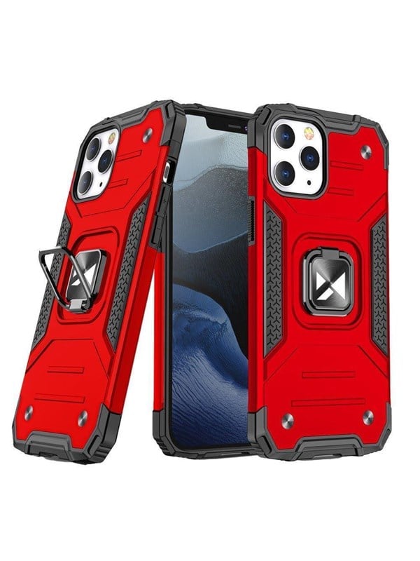 Wozinsky Ring Armor case for iPhone 14 Pro Max armored cover magnetic holder ring red