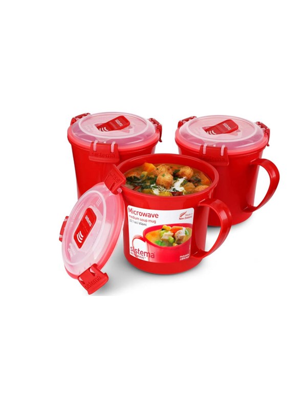 Sistema 656ml Medium Soup Mug 3 Pack