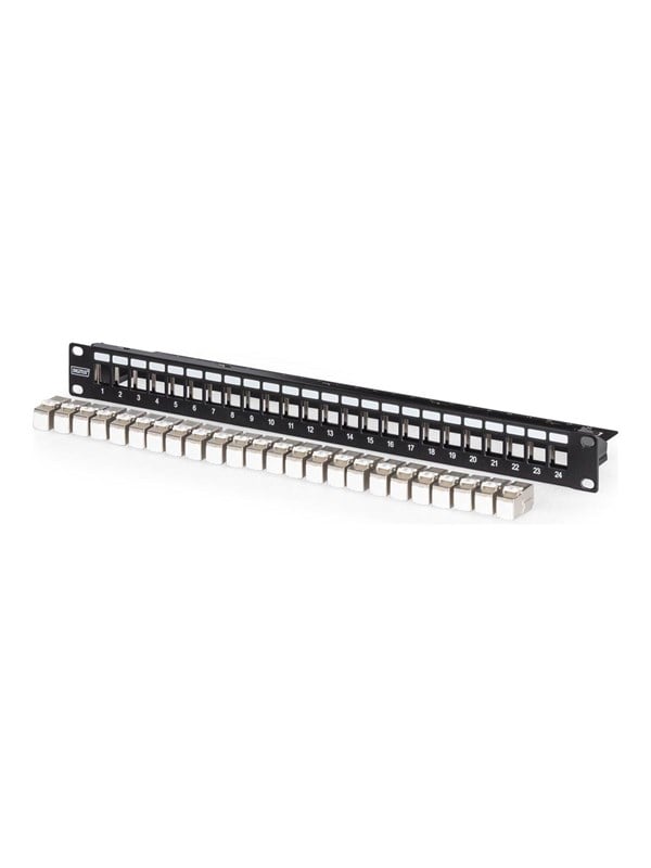DIGITUS - Modulares Patch Panel geschirmt mit 24x DN-93615 Patchpaneel 483 mm (19) CAT 6A Zwart Ingericht