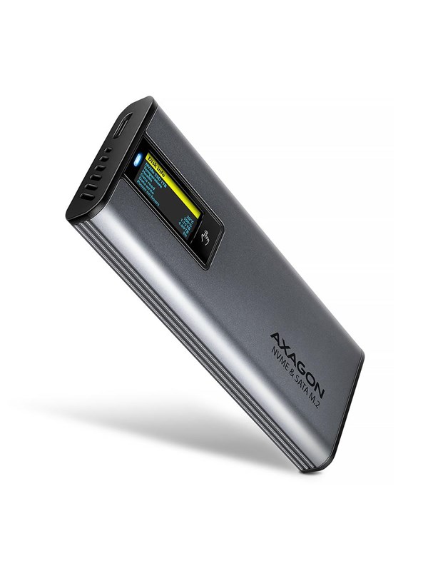 AXAGON USB-C 10 Gbps Display Box for NVMe / SATA M.2 SSD