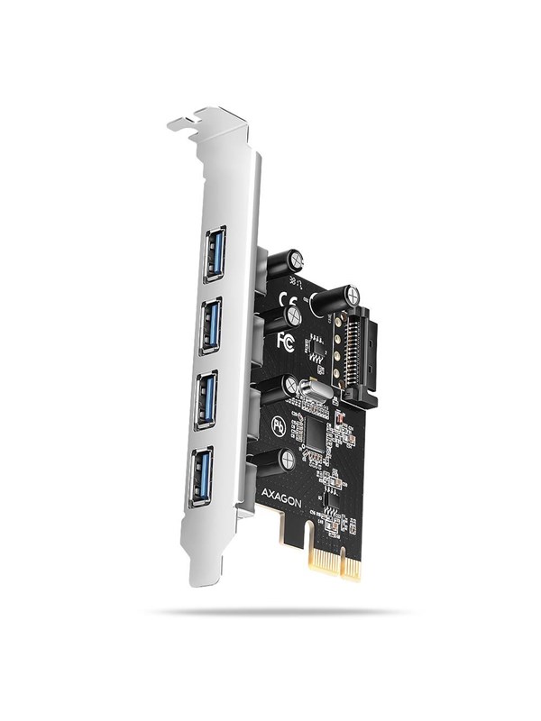 AXAGON PCEU-430RS PCIe card - 4x USB 5Gbps port, SATA power, Renesas PD720201, SP