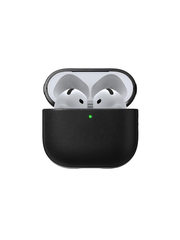 Nomad Modern Lederen Hoesje AirPods 4 – Precisiepasvorm voor AirPods 4 – Beschermt tegen dagelijkse slijtage – Met optische lichtpijp voor oplaadstatus - Zwart