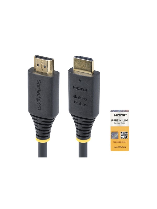 StarTech.com 1m Premium Gecertificeerde High Speed HDMI Kabel, 4K 60Hz/1440p 144Hz, HDR10/HDCP 2.2/ARC, 18Gbps, UHD HDMI 2.0 Kabel voor TV/Monitor/Display, TPE Mantel