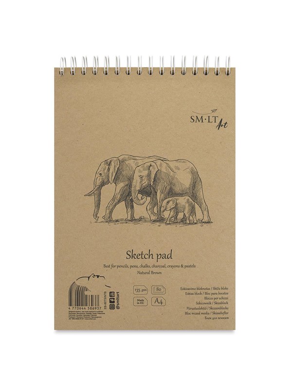 SMLT schetsboek ringband A4 bruin papier 135gr 80 vel creatief.