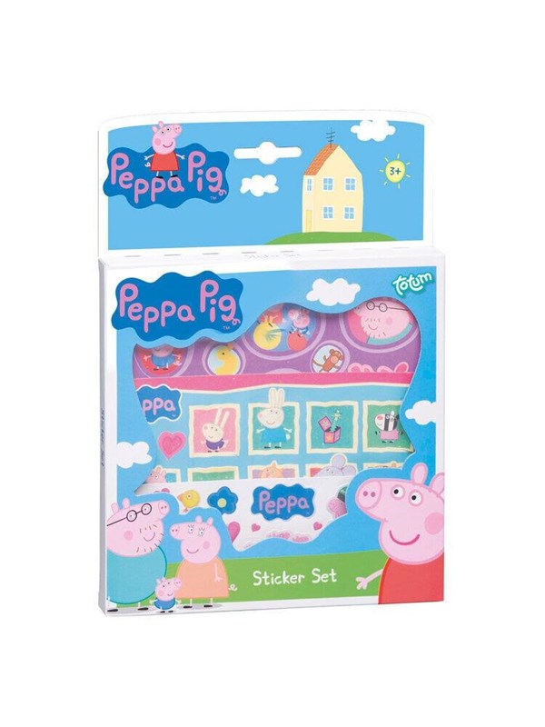 Peppa Pig stickers, 3 stickervellen met speelachtergrond, creatief speelgoed - Bambolino Toys - knutselen