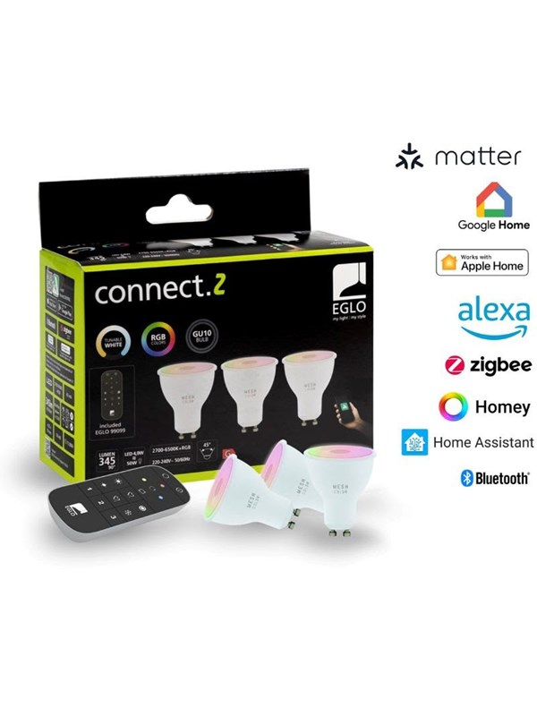 EGLO GU10 LED-Z MATTER RGB/CCT 4.9W 420lm opal 3-pack w/remote control