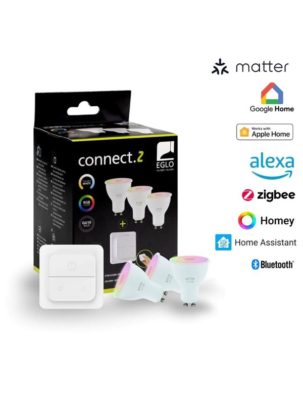 EGLO GU10 LED-Z MATTER RGB/CCT 4.9W 420lm opal 3-pack w/switch