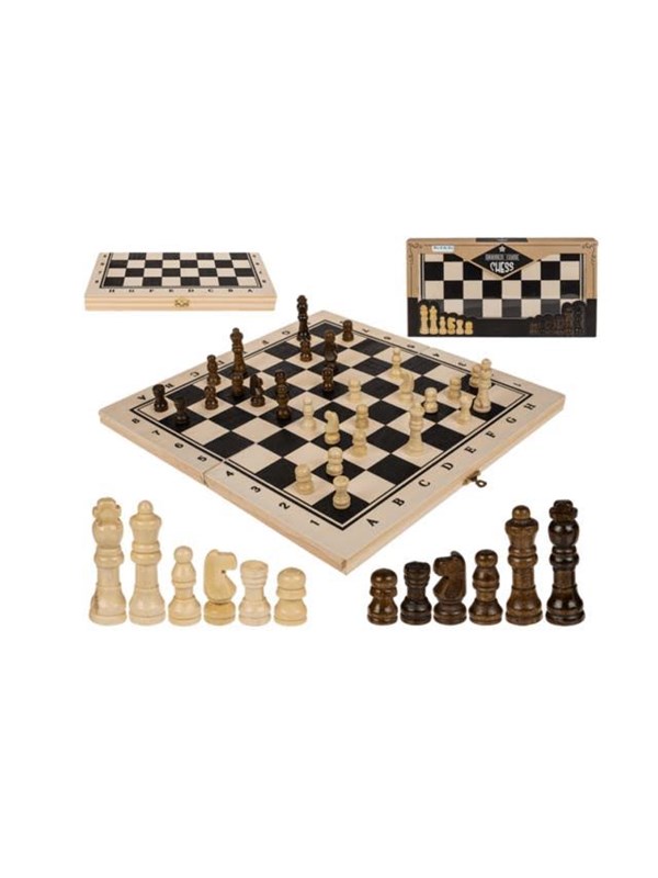 Houten Schaakbord - Klassiek Schaakspel - Opvouwbaar - 34x34cm